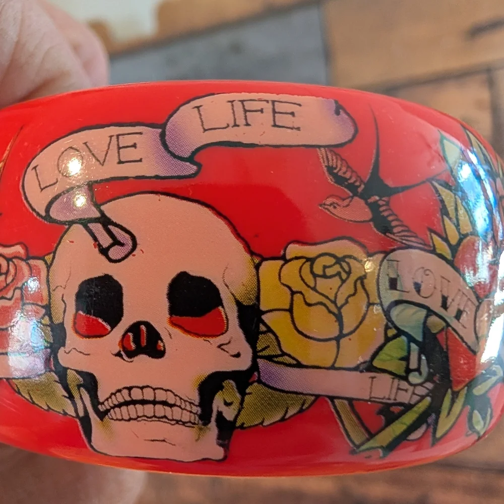 VINTAGE ED HARDY TATTOO DESIGNS Red BRACELET Love Life - Picture 14 of 14